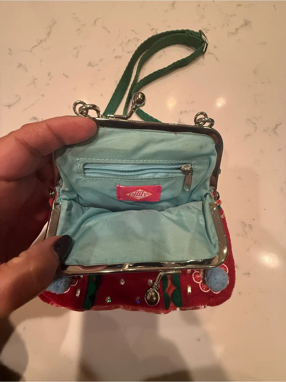Oilily Girls Princess Castle Velvet Crossbody Purse Embroidered Sequin Bag